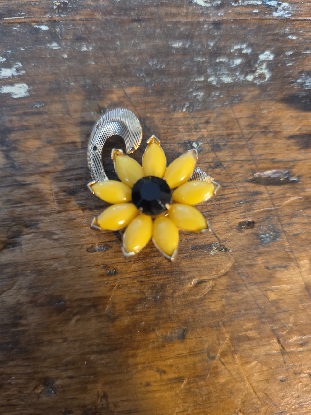 Sarah Coventry Yellow Flower Pendant with Black Center - Women's Jewelry